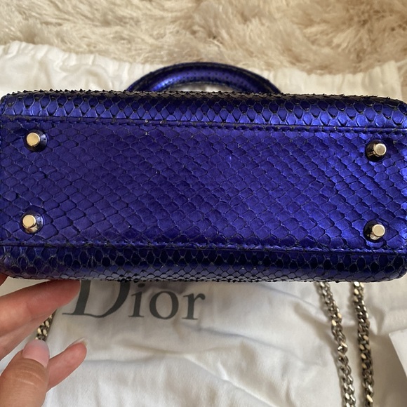 🐍 Lady Dior mini blue/purple exotic python bag - Picture 7 of 15